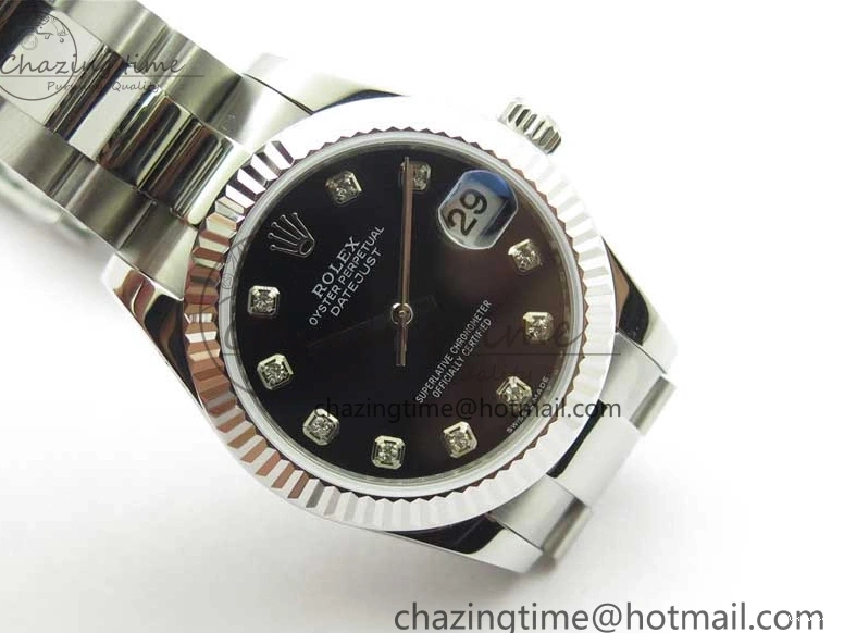 278271 Datejust Maker Edition Best SS Oyster BP 31mm Bracelet Black on Crystal Dial 1223
